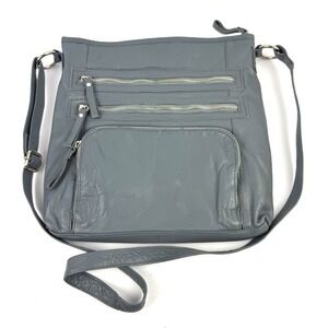 Great American Leather Works Crossbody Bag Slate‎ Blue Leather Handbag Brand New